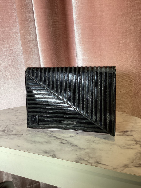 Vintage 80s FENDI Geometric texture envelope purse crossbody bag