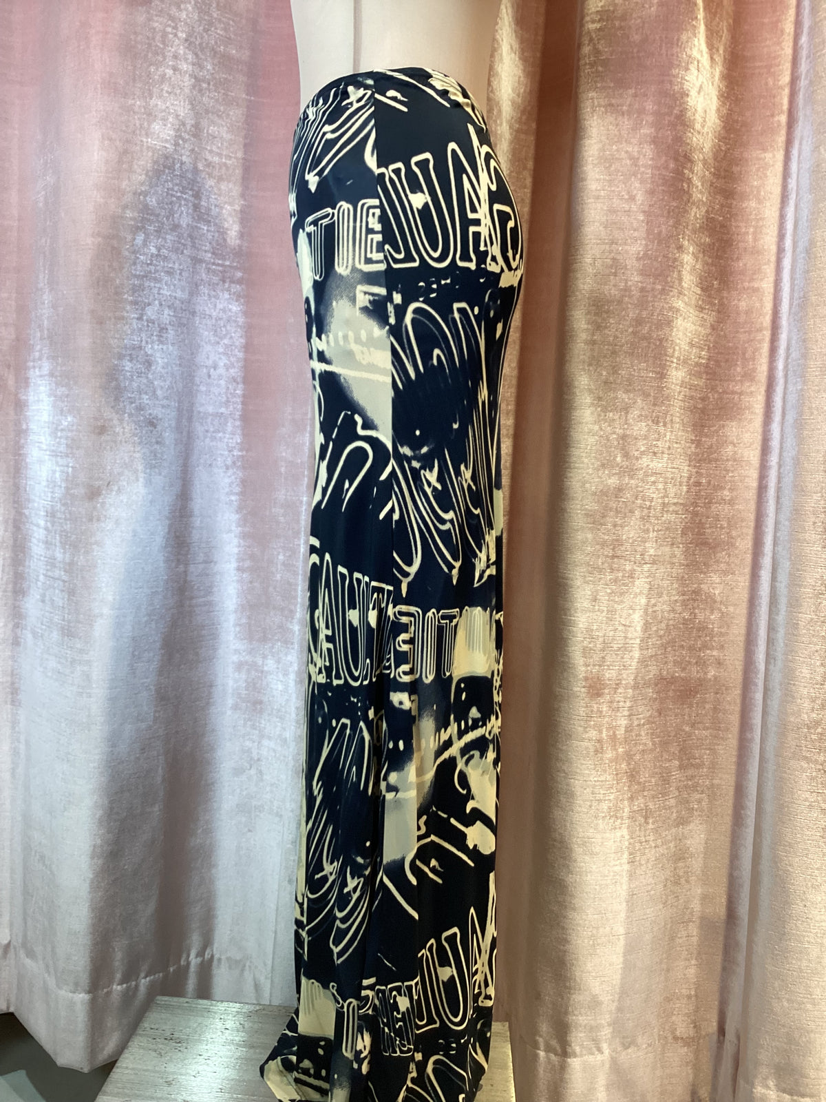 Y2K 1998 Jean Paul Gaultier Classique Paris Gaultier Print Jersey Maxi Skirt