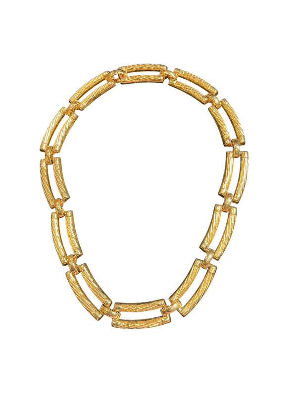Vintage 80/90’s rectangular square Gold Tone Link Chunky Collar necklace