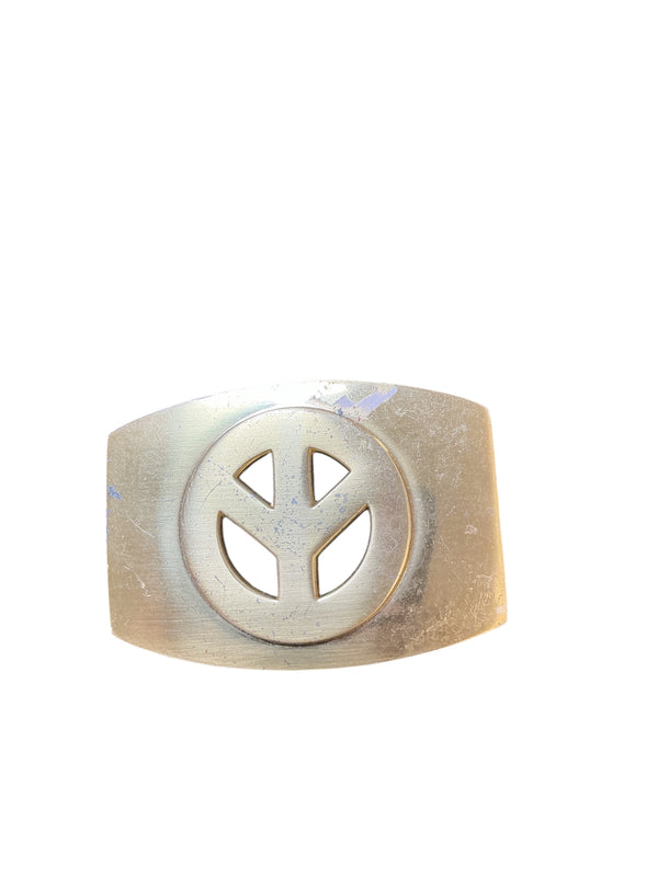 Vintage Style gold Peace Sign Belt Buckle