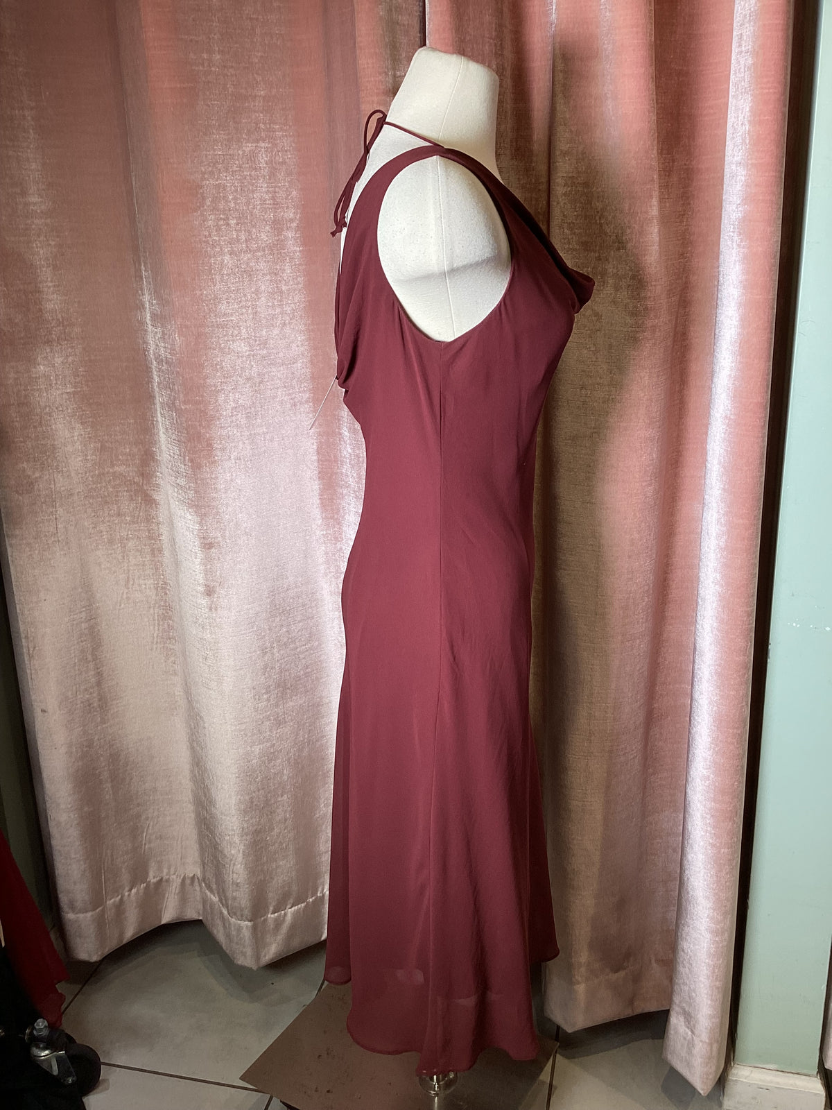 Vintage Y2K Bias Cut Cowl Midi Slip Dress