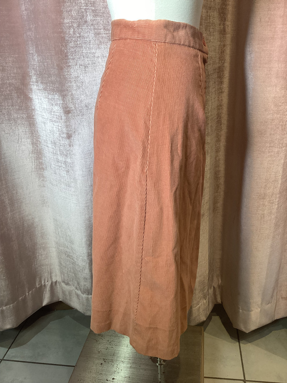 Vintage 1970’s corduroy union label two piece vest and midi skirt set - S