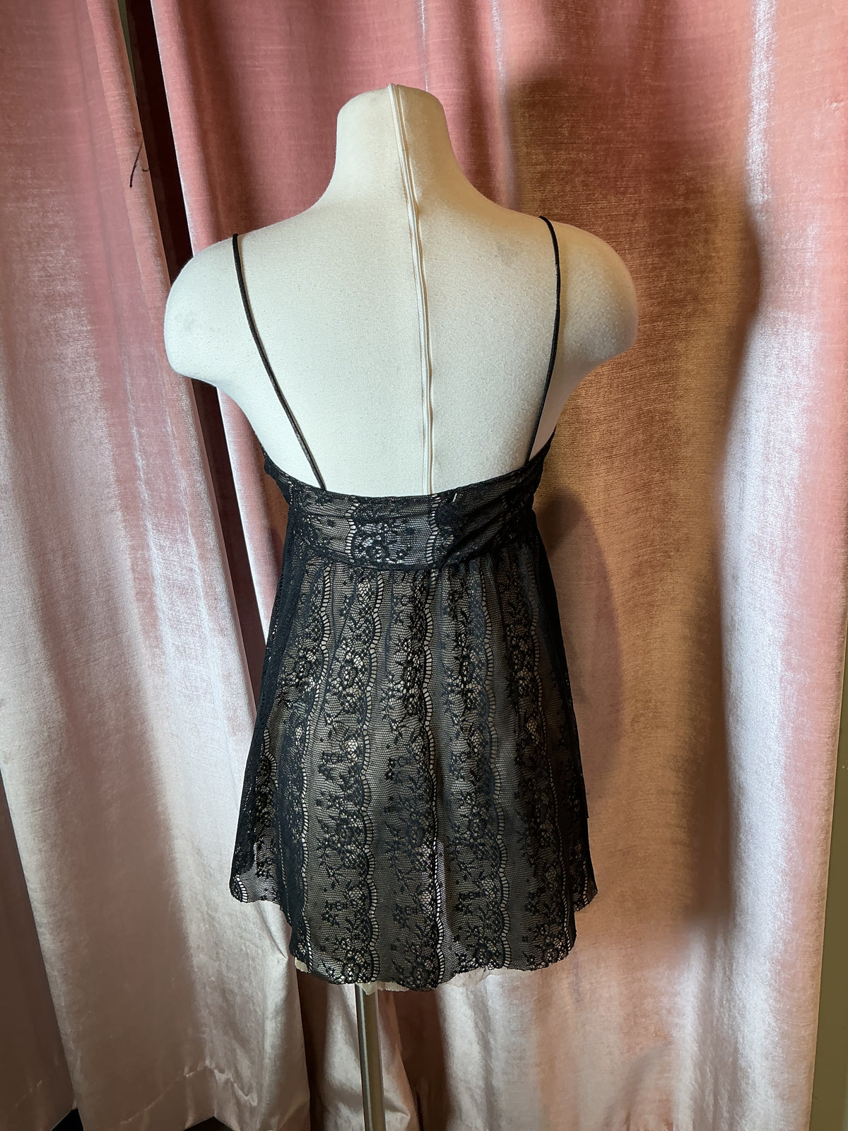 Vintage Y2K Only Hearts Mesh Swiss Dot Sheer Babydoll Mini Dress Top