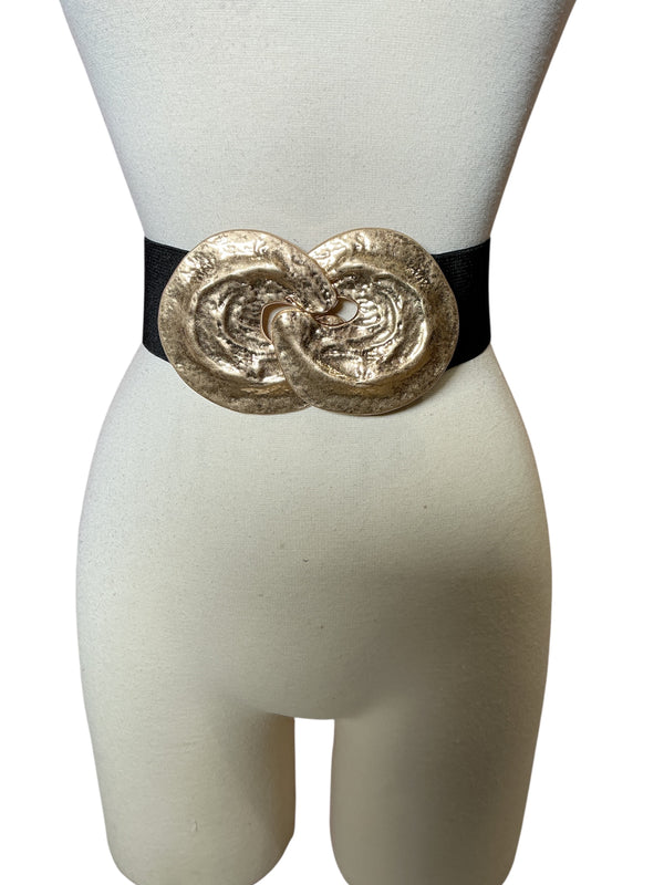 Rhodes Sculptural Brushed Gold Oversized Elastic Waist Belt