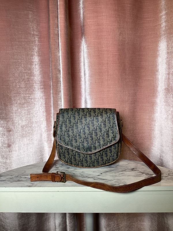 Vintage 90's Dior Saddle Crossbody Monogram Canvas Shoulder Purse Iconic Handbag