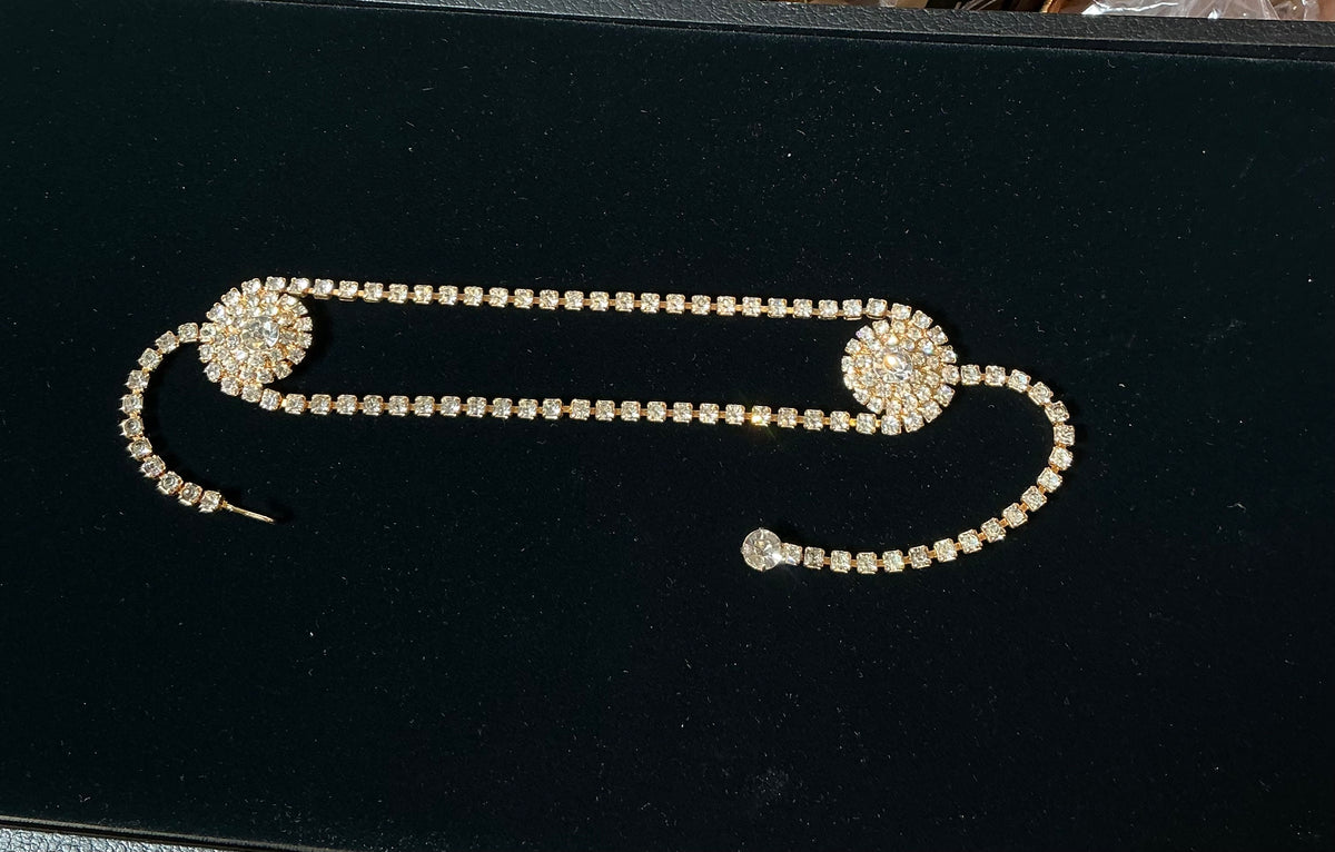 Vintage 1980s gold rhinestone choker necklace