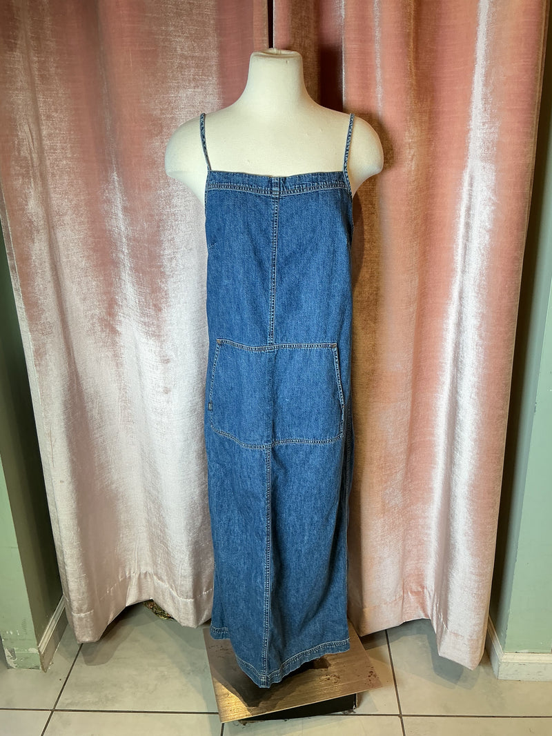 Vintage 90’s Ralph Lauren jeans co. Overalls denim midi dress S/M