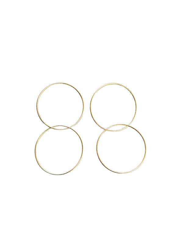 925 Sterling Silver Gold Plated Interlocking Circles Hoop Earrings