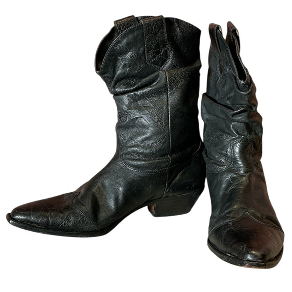 Vintage 80s slouchy leather western cowgirl cowboy boots size 10d