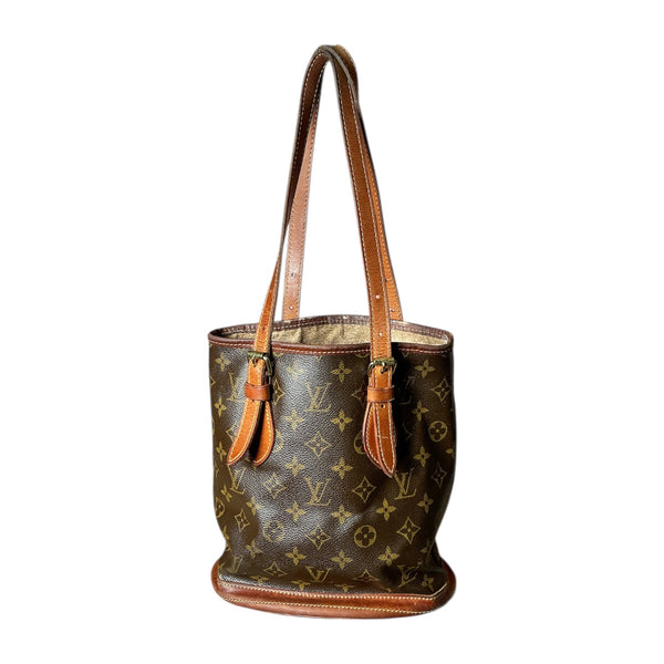 Vintage 1980s Louis Vuitton LV Monogram Leather Bucket Bag