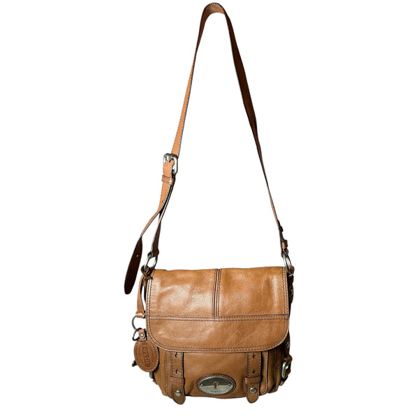 Fossil Brown Genuine Leather Messenger Style Crossbody With Adjustable Strap