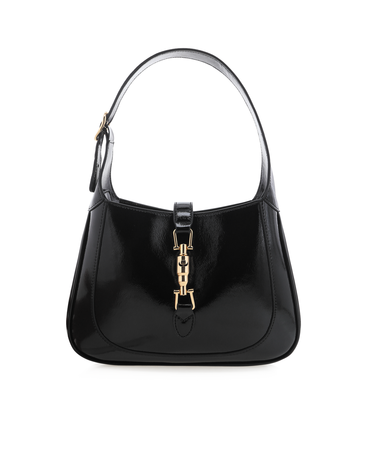 Alix Crinkle Patent Jackie Style Shoulder Bag - Black