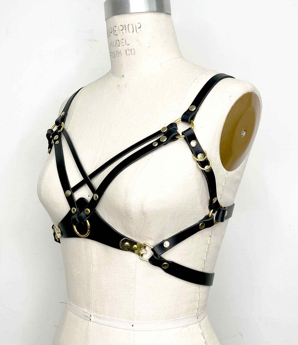 Adelaide Black Leather Bra Harness Top