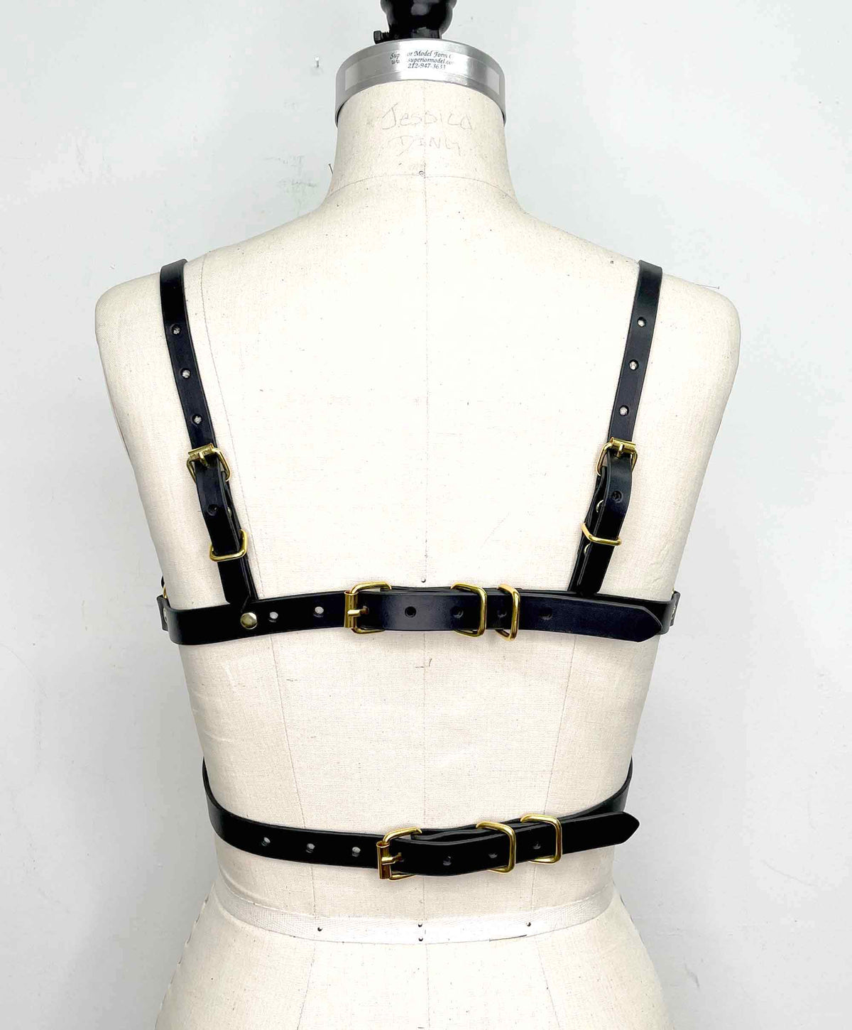 Adelaide Black Leather Bra Harness Top