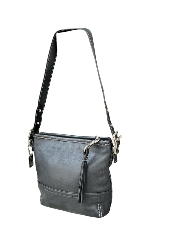 Vintage y2k Coach Classic Leather Mini Shoulder Bag Silver Hardware