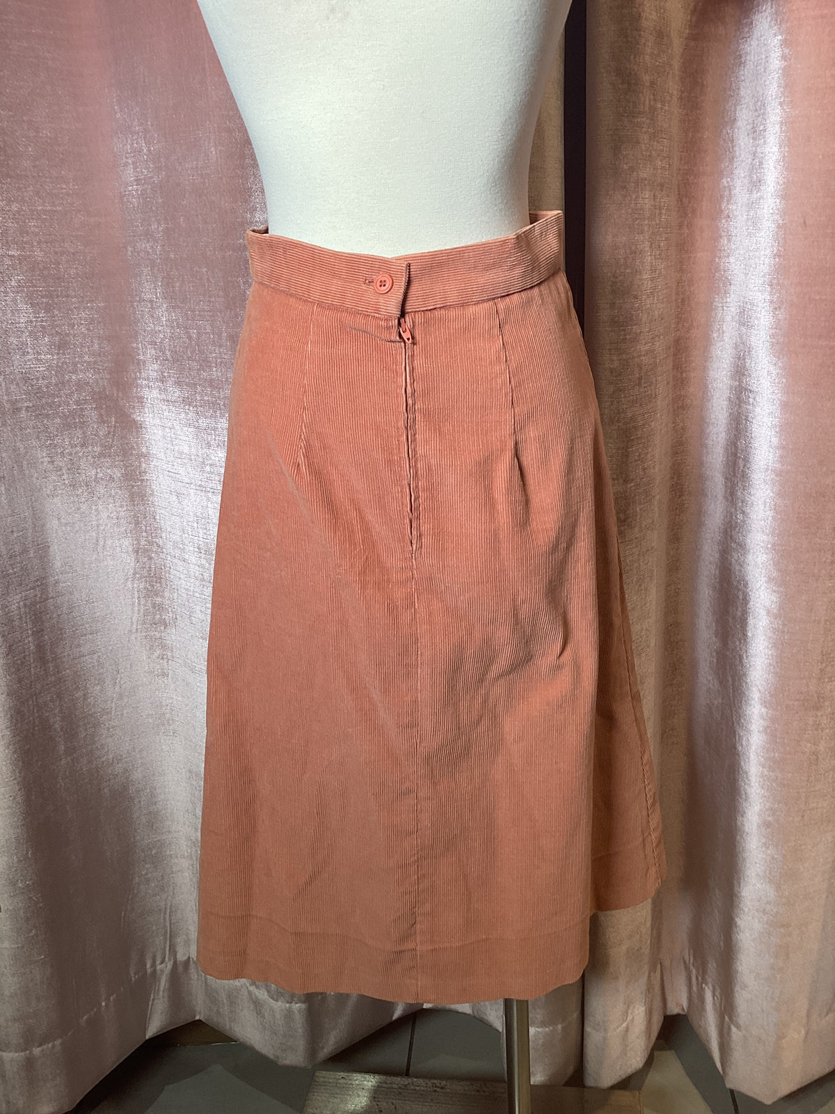 Vintage 1970’s corduroy union label two piece vest and midi skirt set - S