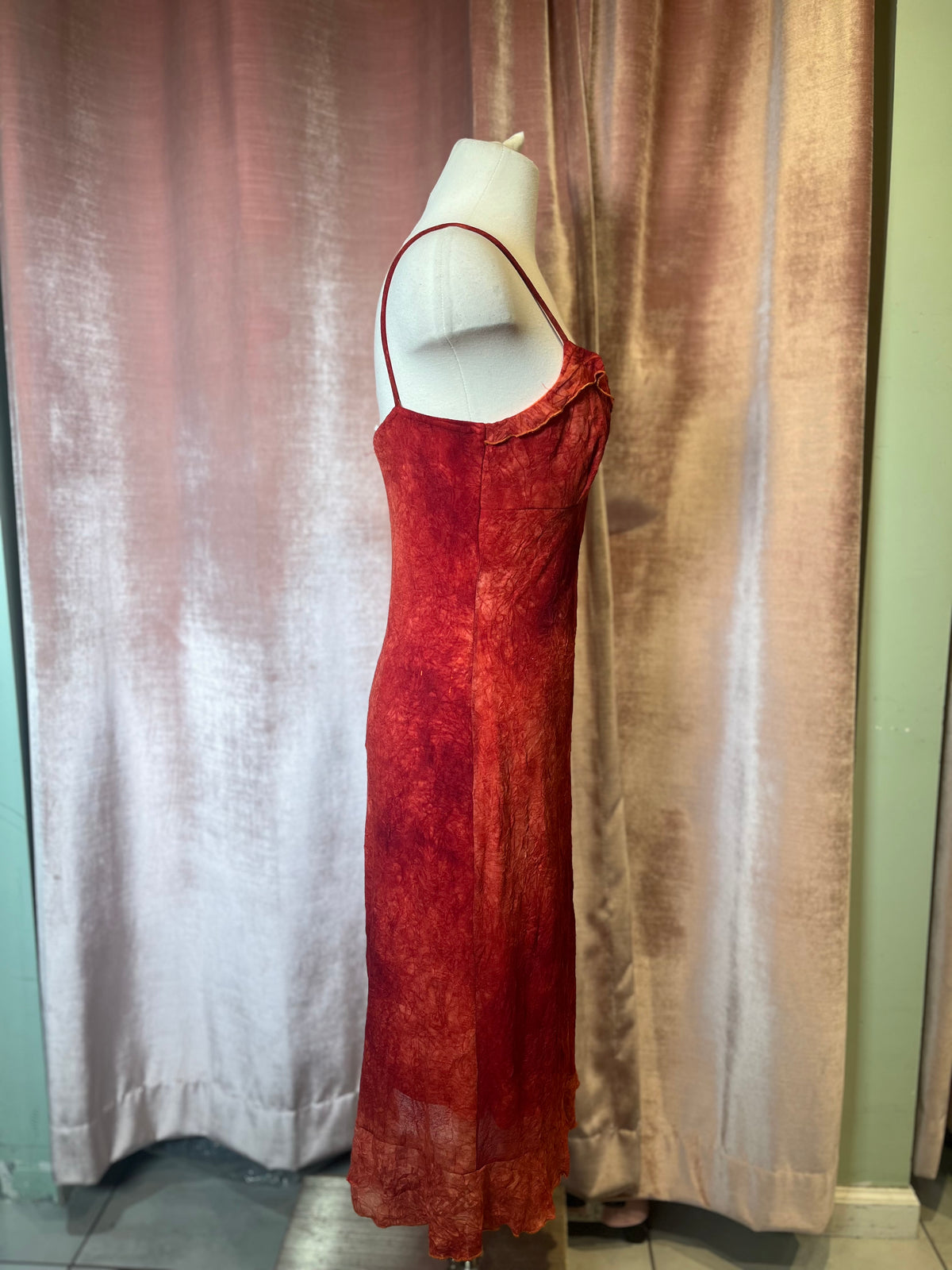 Vintage Y2K La Belle ruffle hankercheif slip dress