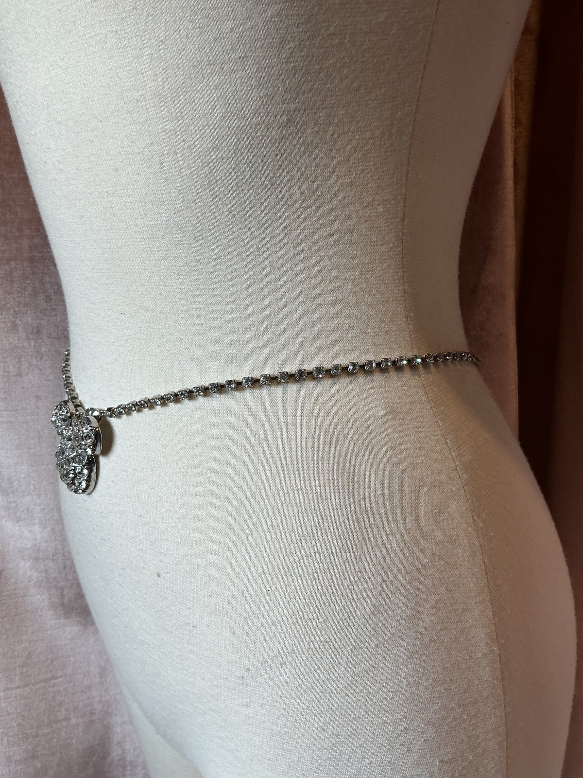 Vintage y2k Upcycled Mickey Mouse Rhinestone Pendant Chain belt