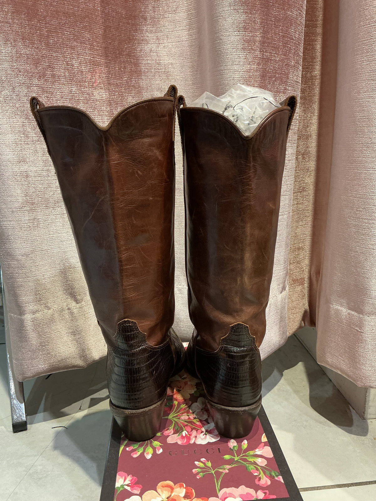 Vtg 1980s Calvin Klein Brown Leather Ankle Boots Women's Size 5.5 6