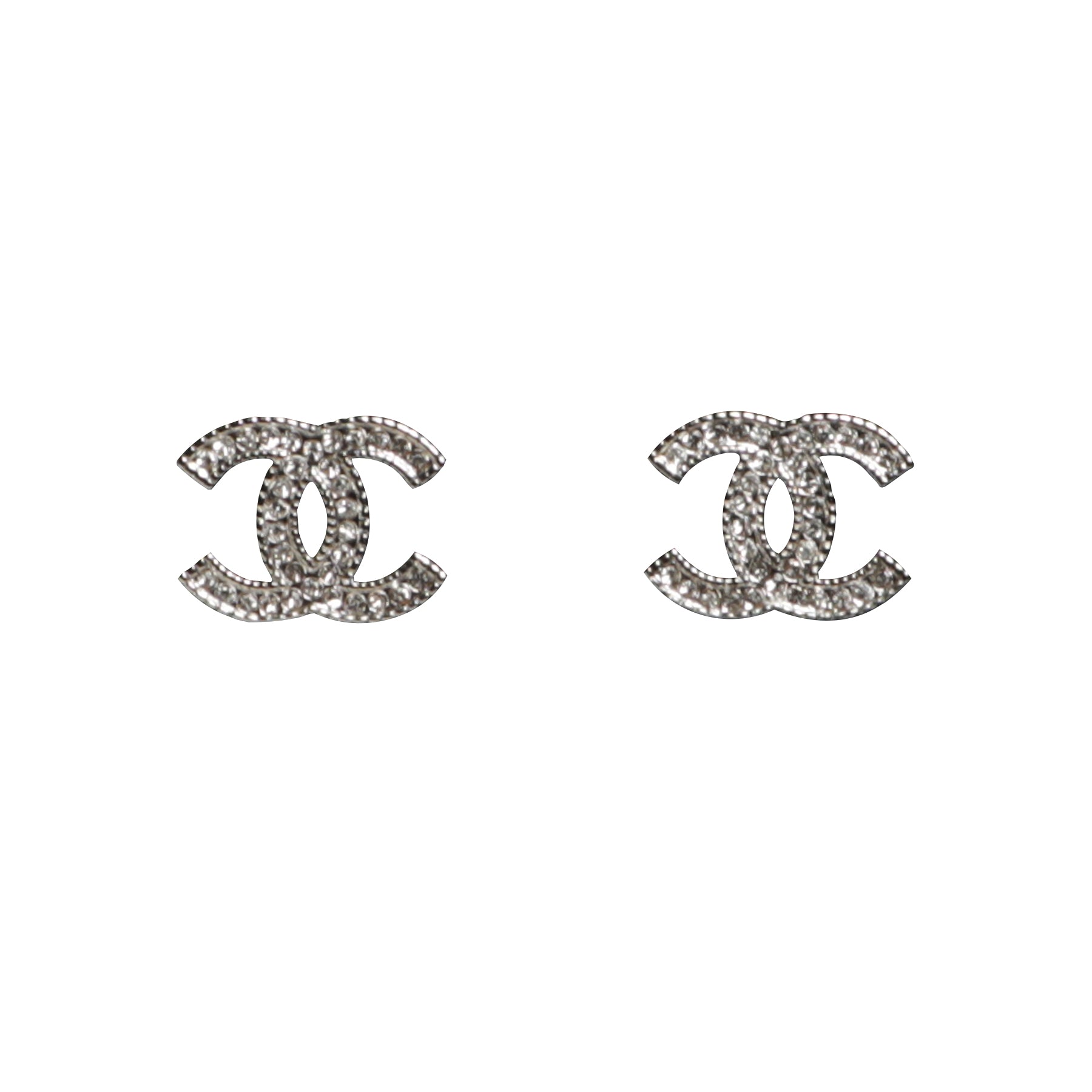 Chanel Earrings Double CC Logo Silver Light Gold with Diamantes, Luxury,  Accessories on Carousell