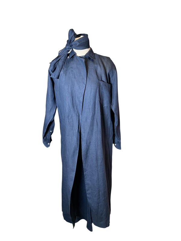 Vintage 90s Ralph Lauren linen duster trench coat with matching skirt scarf 3 pc set size 4