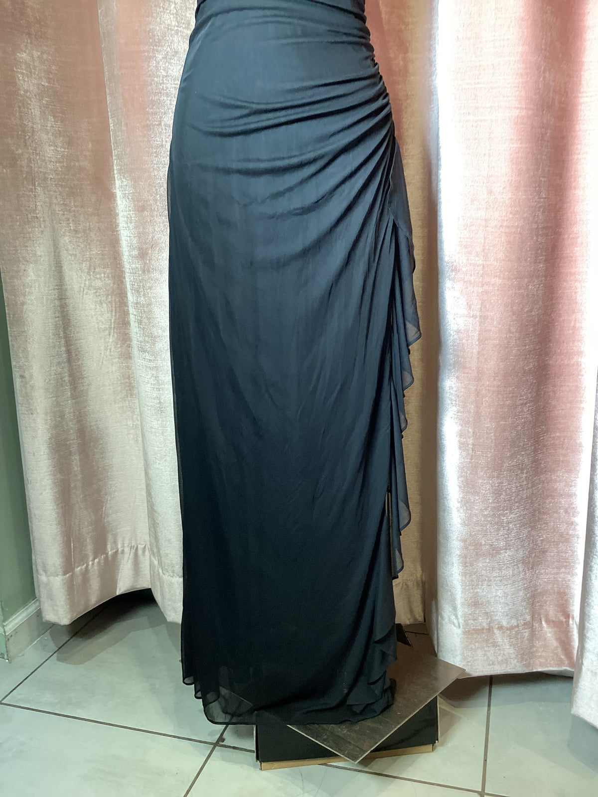 Y2K Mesh Halter Pearl Rhinestone Dress