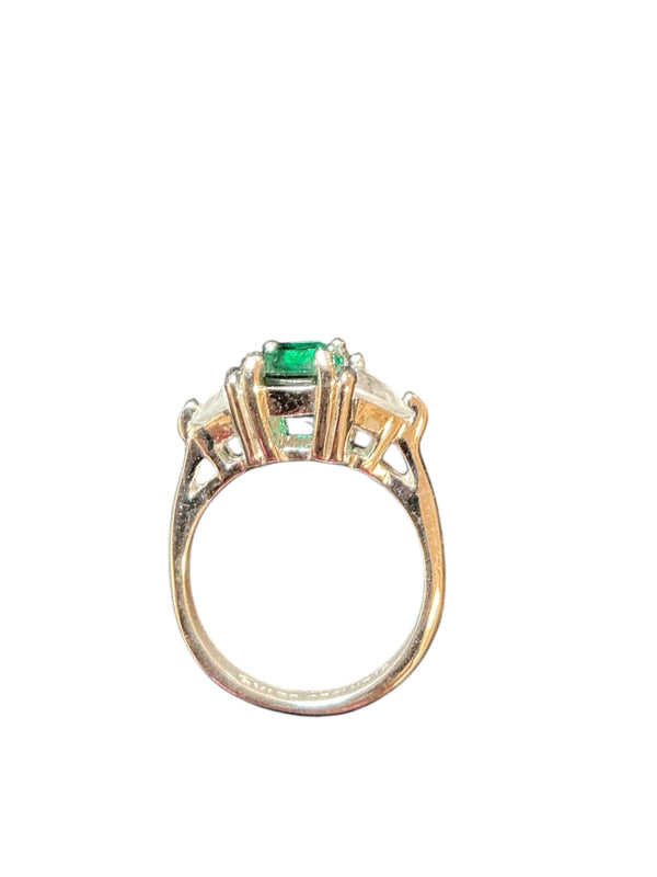 Vintage 70’s Inspired Emerald Cut Emerald & Diamond Engagement Ring 7