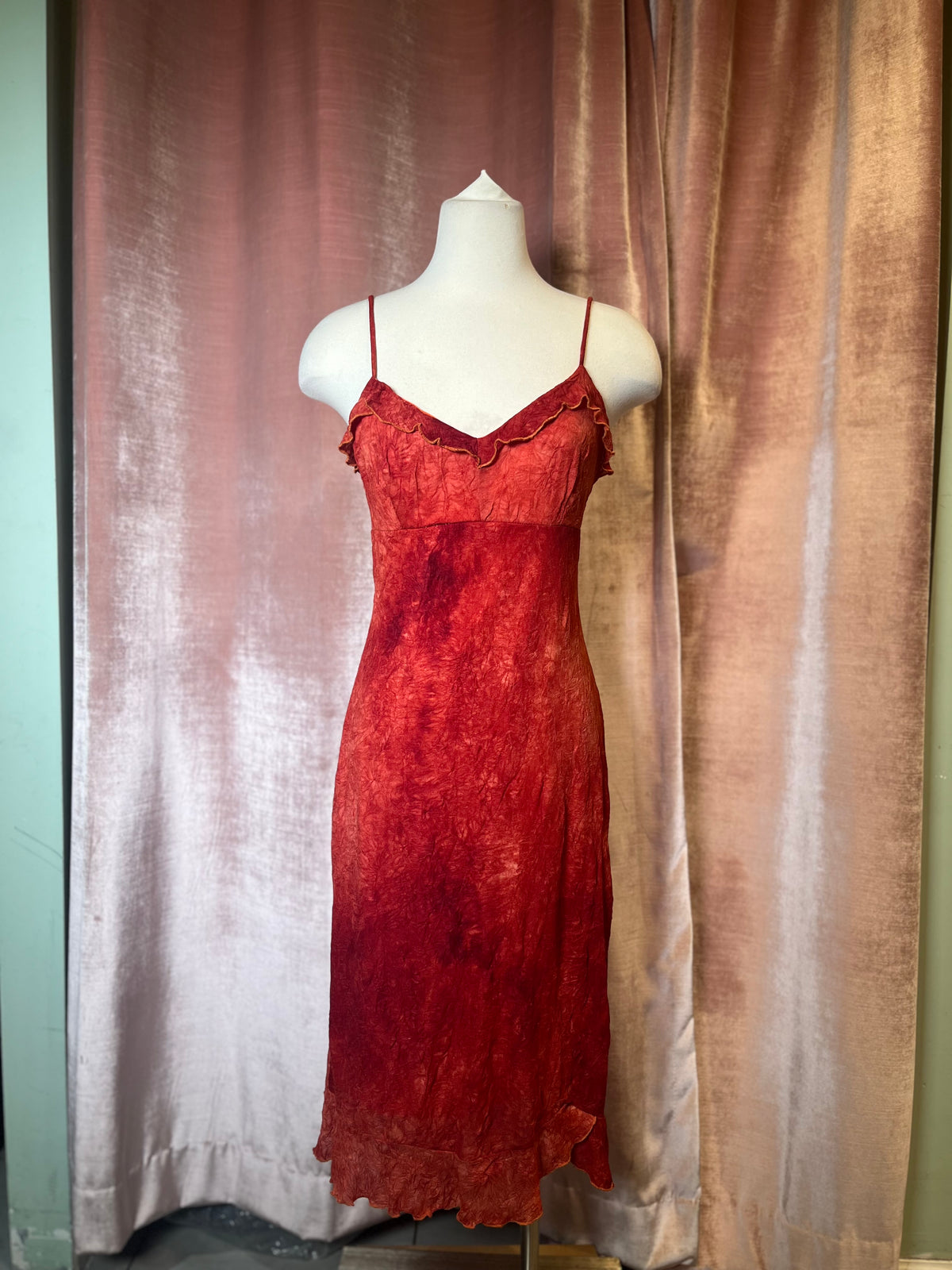 Vintage Y2K La Belle ruffle hankercheif slip dress