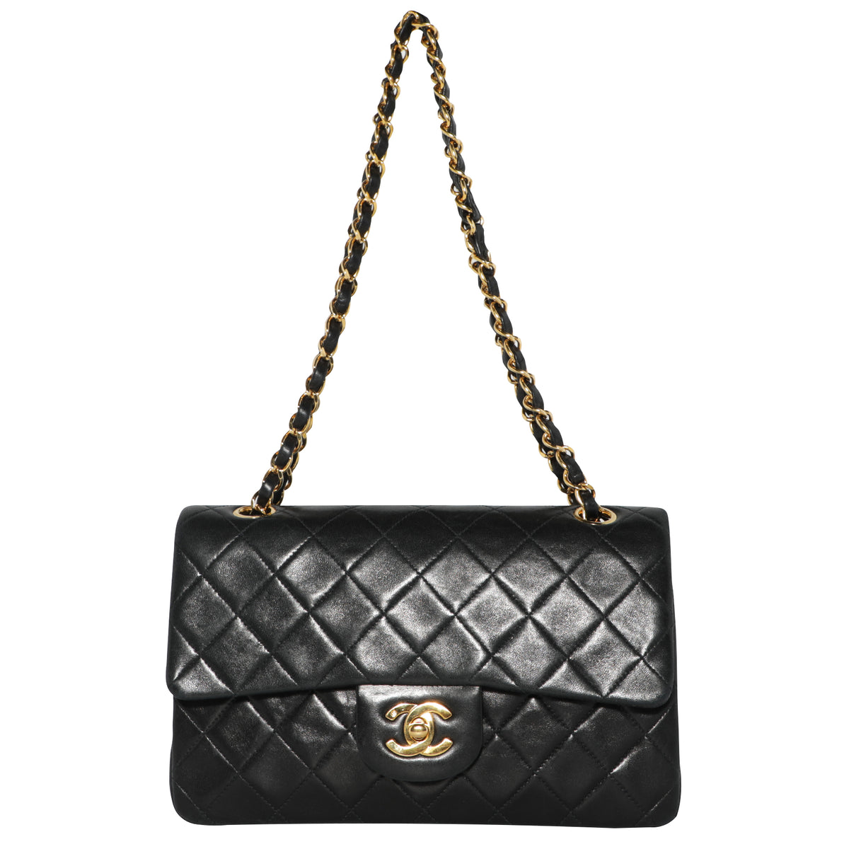 Black Chanel Small Classic Lambskin Double Flap Shoulder Bag – Designer  Revival
