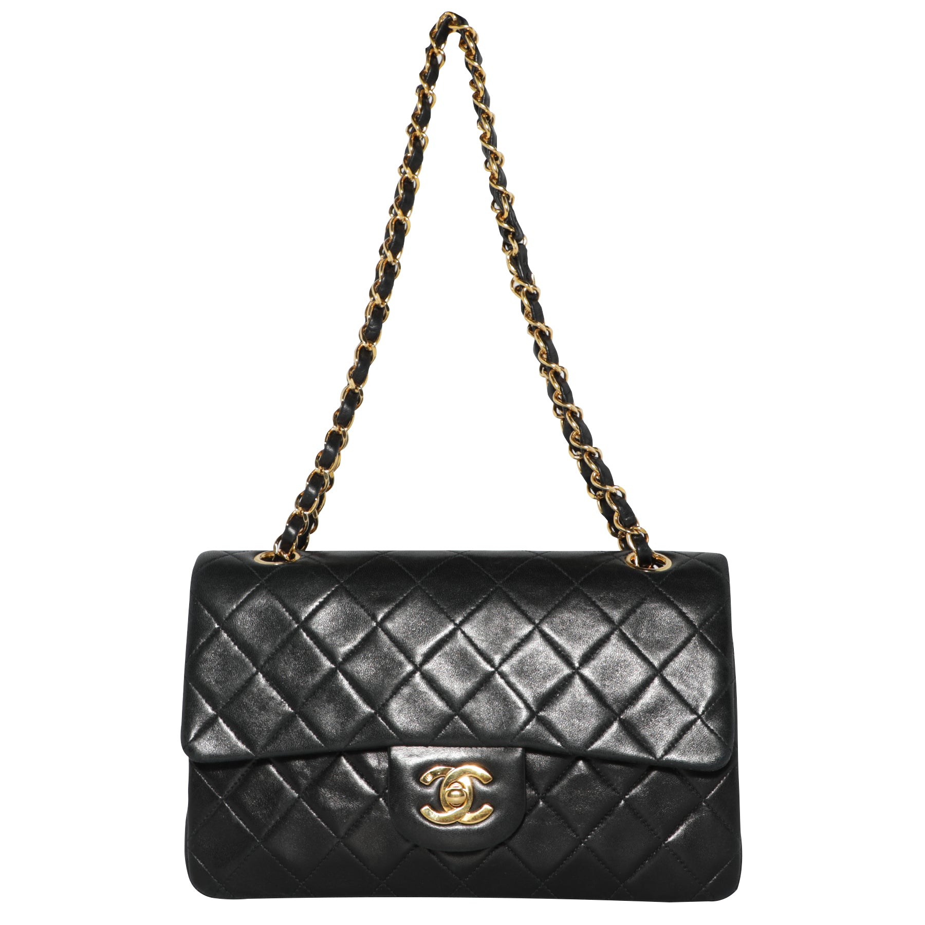 Chanel Classic Double Flap Quilted Caviar Silver-tone Small Black