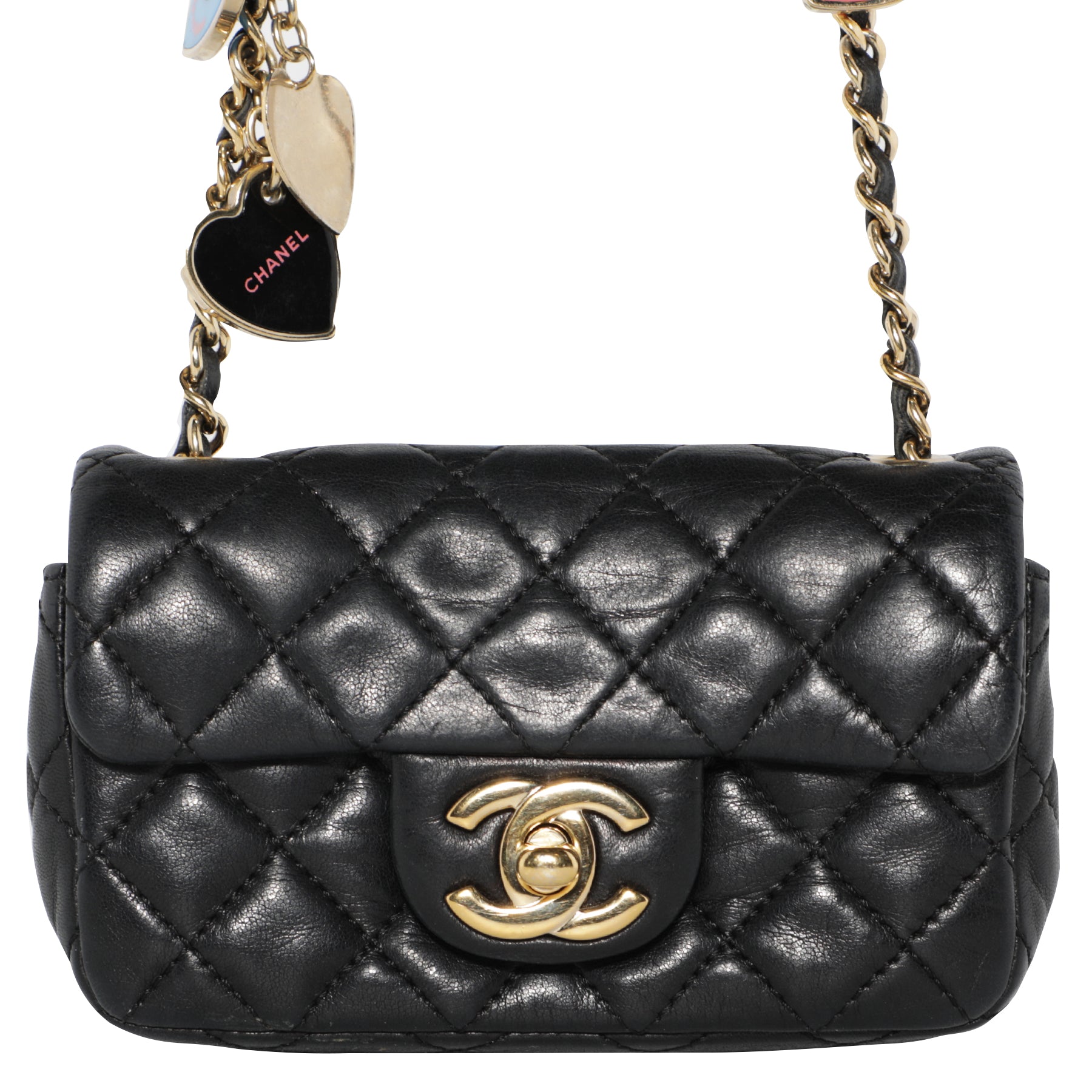 Chanel Limited Edition Valentine Charm Porte Bonheur Flap Bag in Black