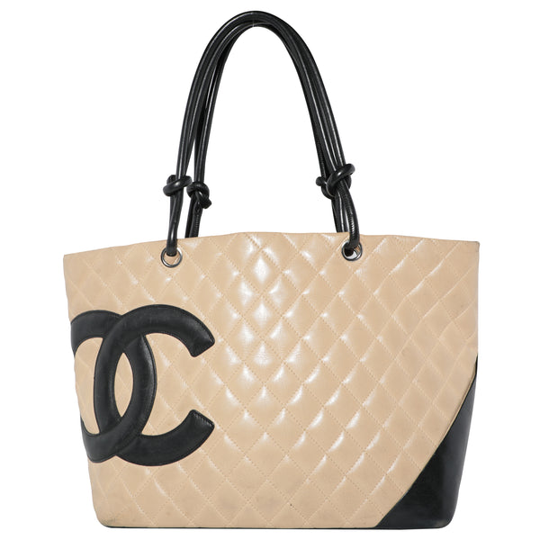 Vintage Early 2000s Chanel Lambskin Quilted Leather Tote Shoulder Shopper Bag
