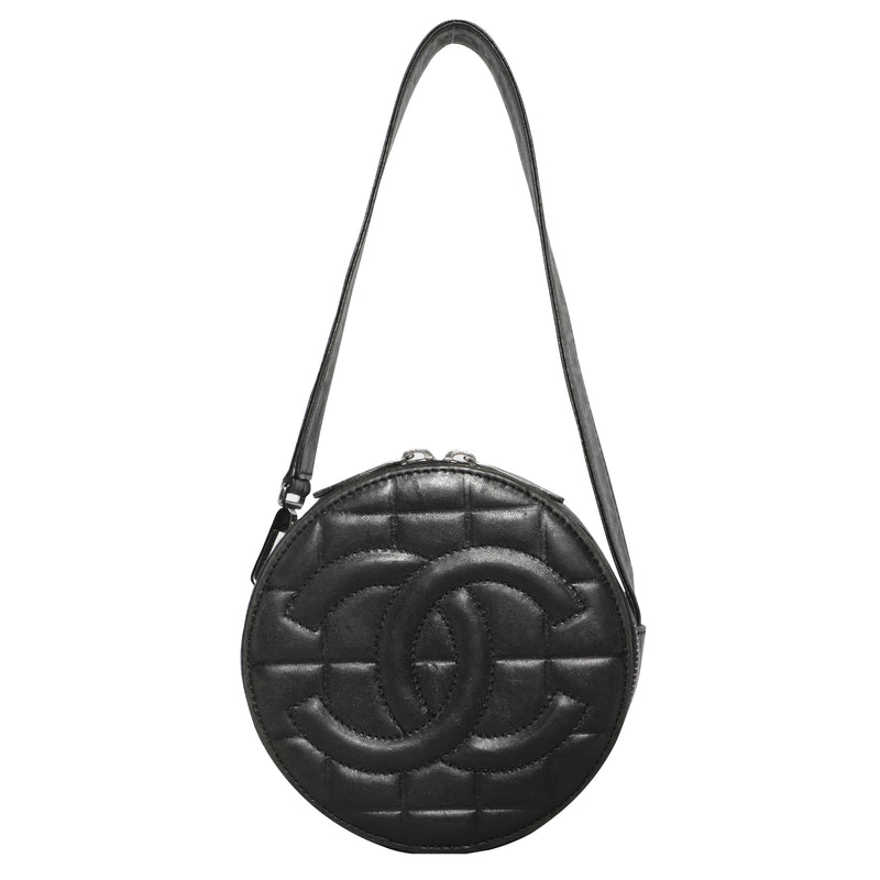 Chanel Chocolate Bar Quilt Lambskin Leather Mini Circle Bag