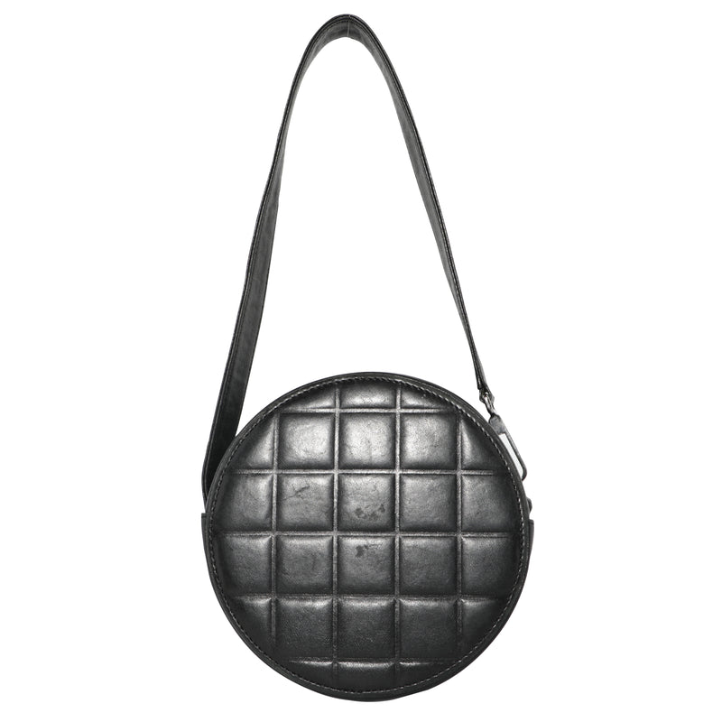 Chanel Chocolate Bar Quilt Lambskin Leather Mini Circle Bag