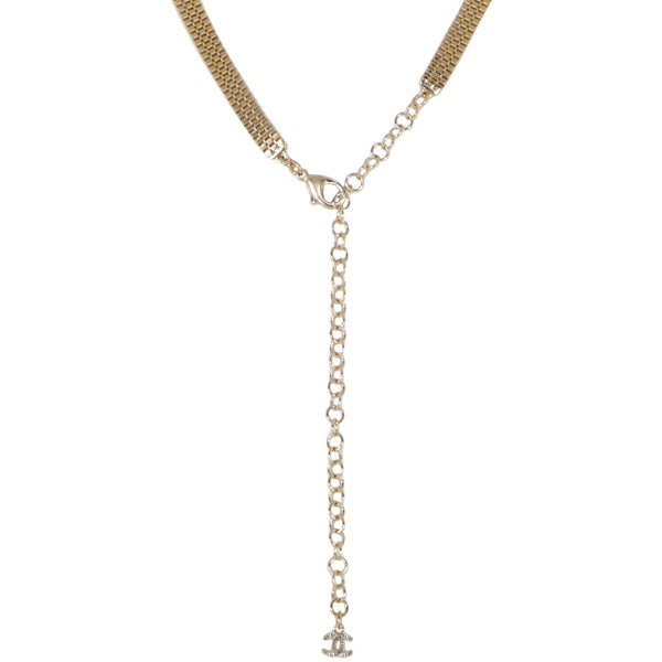 Chanel Strass Watch Chain Choker Collar CC Logo Pendant Necklace