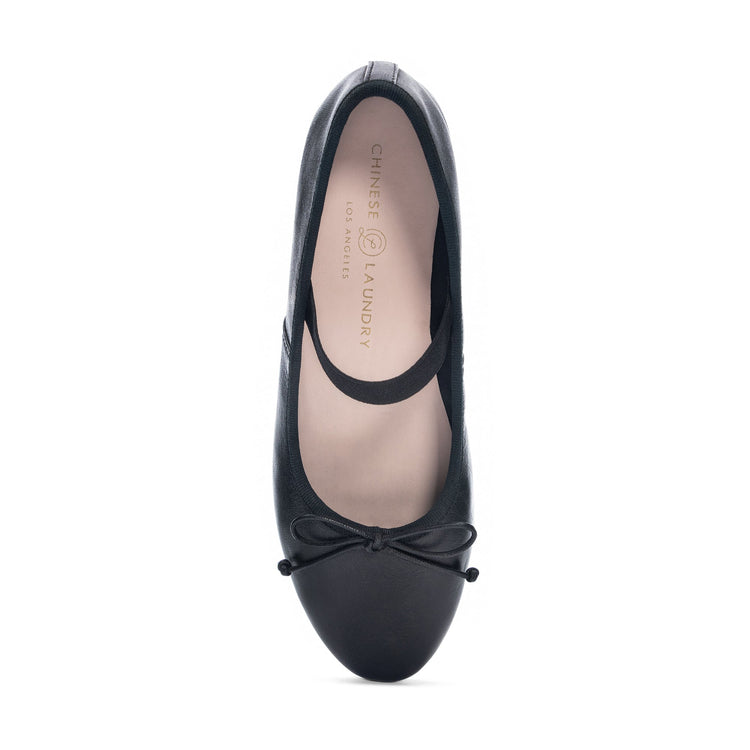 Audrey Genuine Leather Ballet Flat - Black