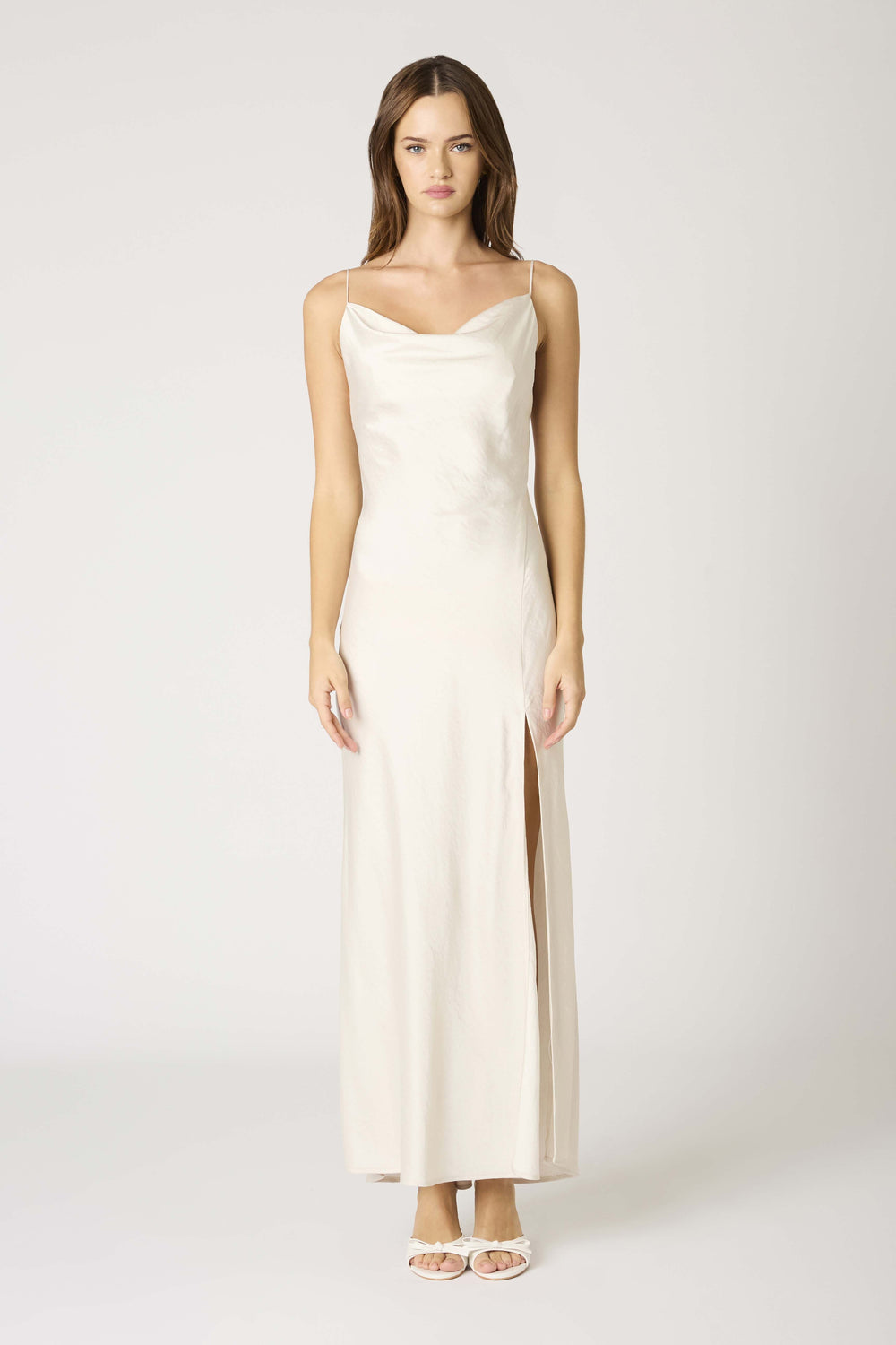 Elodie Cowl Satin Slip Maxi Dress Formal Gown