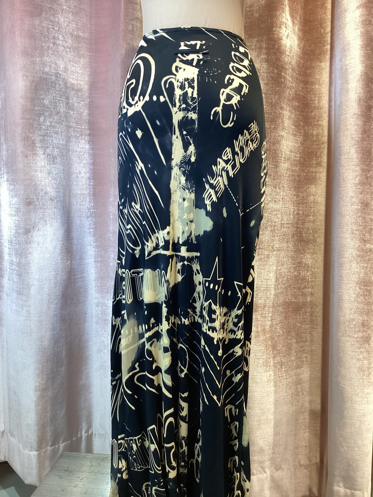 Y2K 1998 Jean Paul Gaultier Classique Paris Gaultier Print Jersey Maxi Skirt