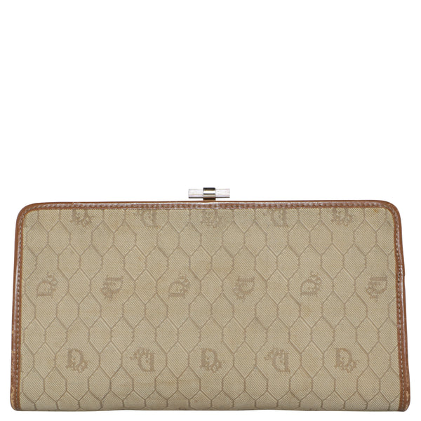 Vintage Christian Dior Honeycomb Logo Monogram Frame Kisslock Clutch