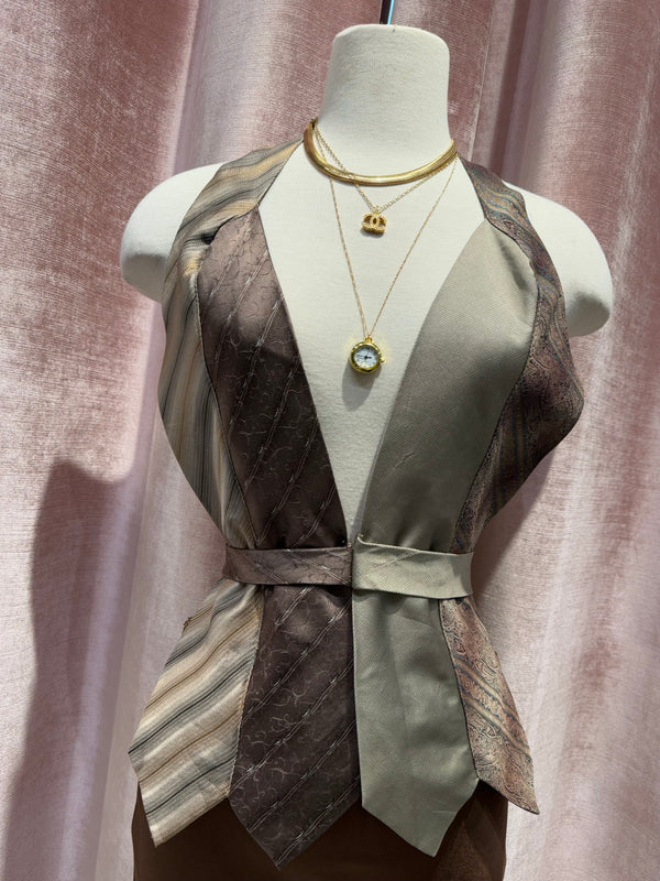 Vintage Upcycled Silk Tie Halter Tops