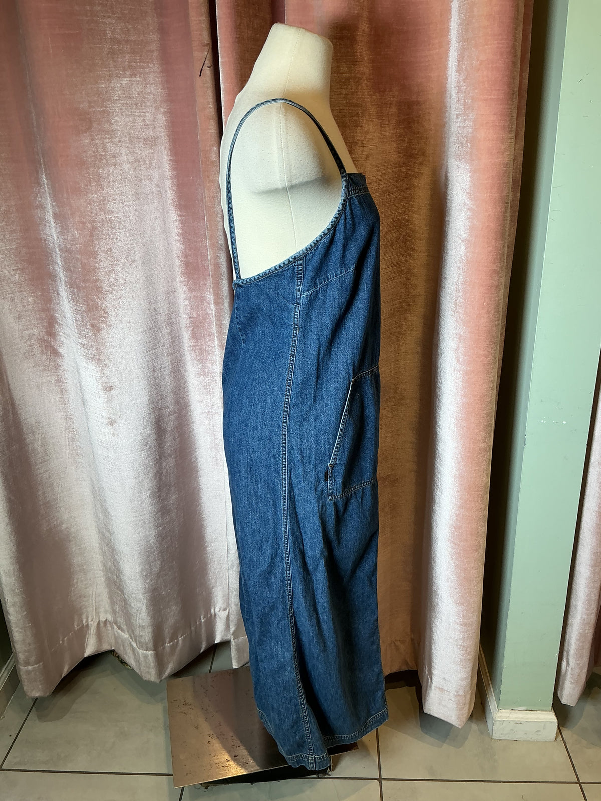 Vintage 90’s Ralph Lauren jeans co. Overalls denim midi dress S/M