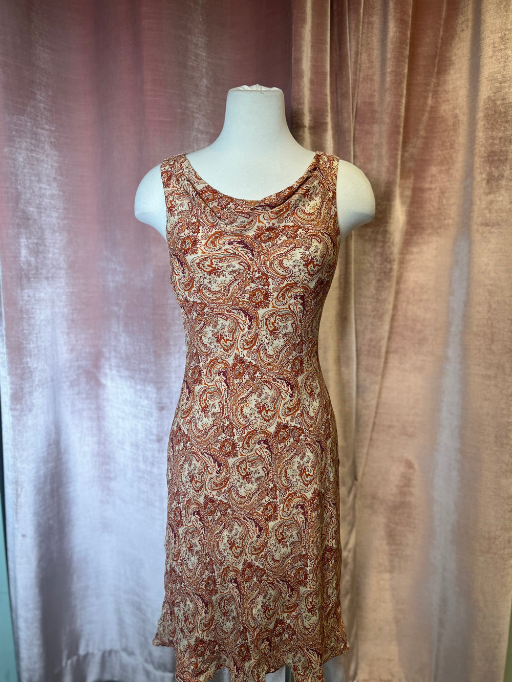 Vintage Y2K Anntaylor silk floral print baiscut cowl neck midi dress – Mint  Market