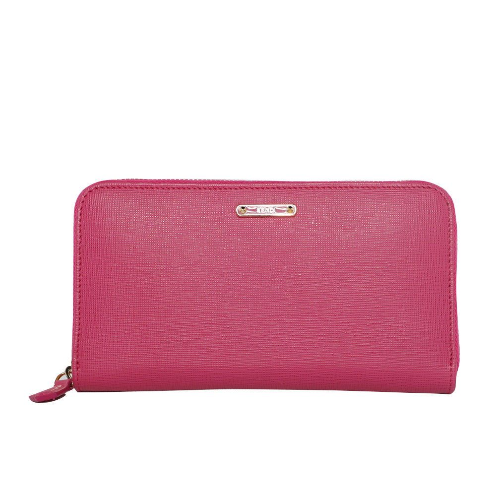 Fendi Zippy Zip-Around Leather Wallet - Fuchsia/Gold