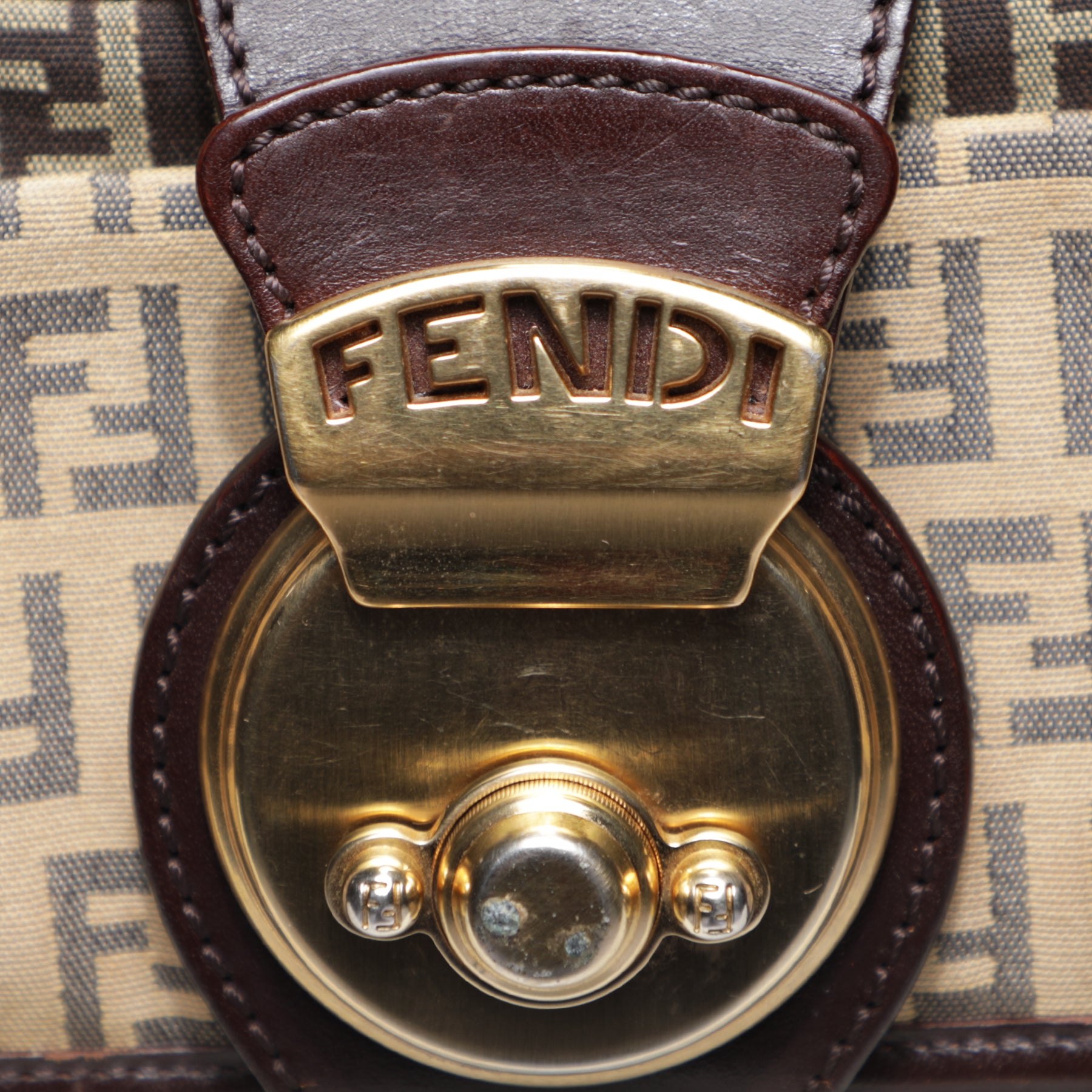 Y2K Fendi Zucchino Zucca FF Logo Leather Shoulder Bag – Mint Market