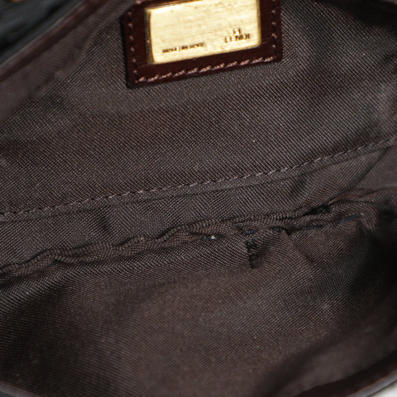 Y2K Fendi Zucchino Zucca FF Logo Leather Shoulder Bag