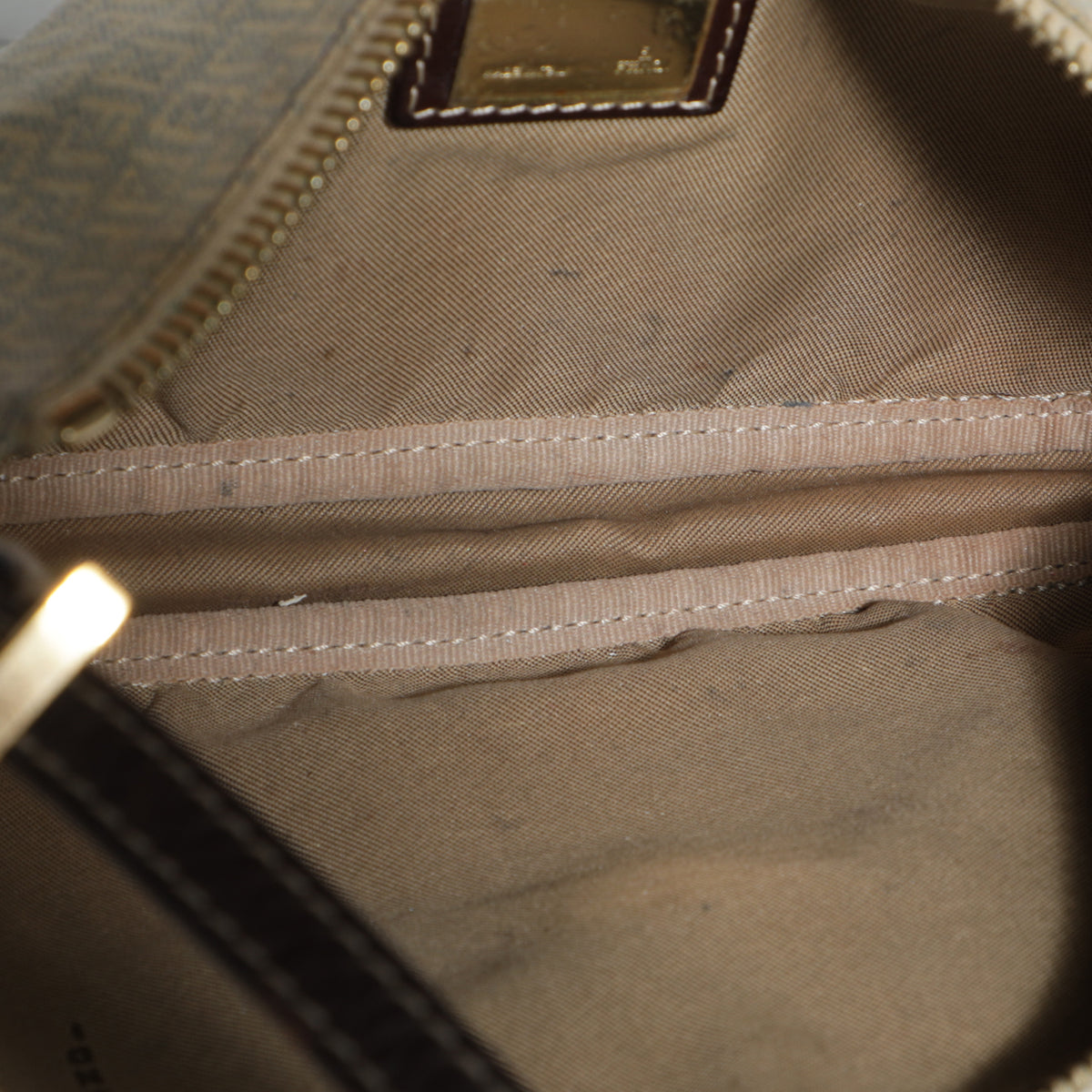 Y2K Fendi Zucca Denim FF Logo Leather Shoulder Bag