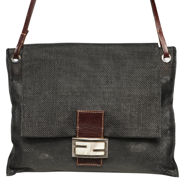 Y2K Fendi Mesh Leather Shoulder Crossbody Messenger Bag