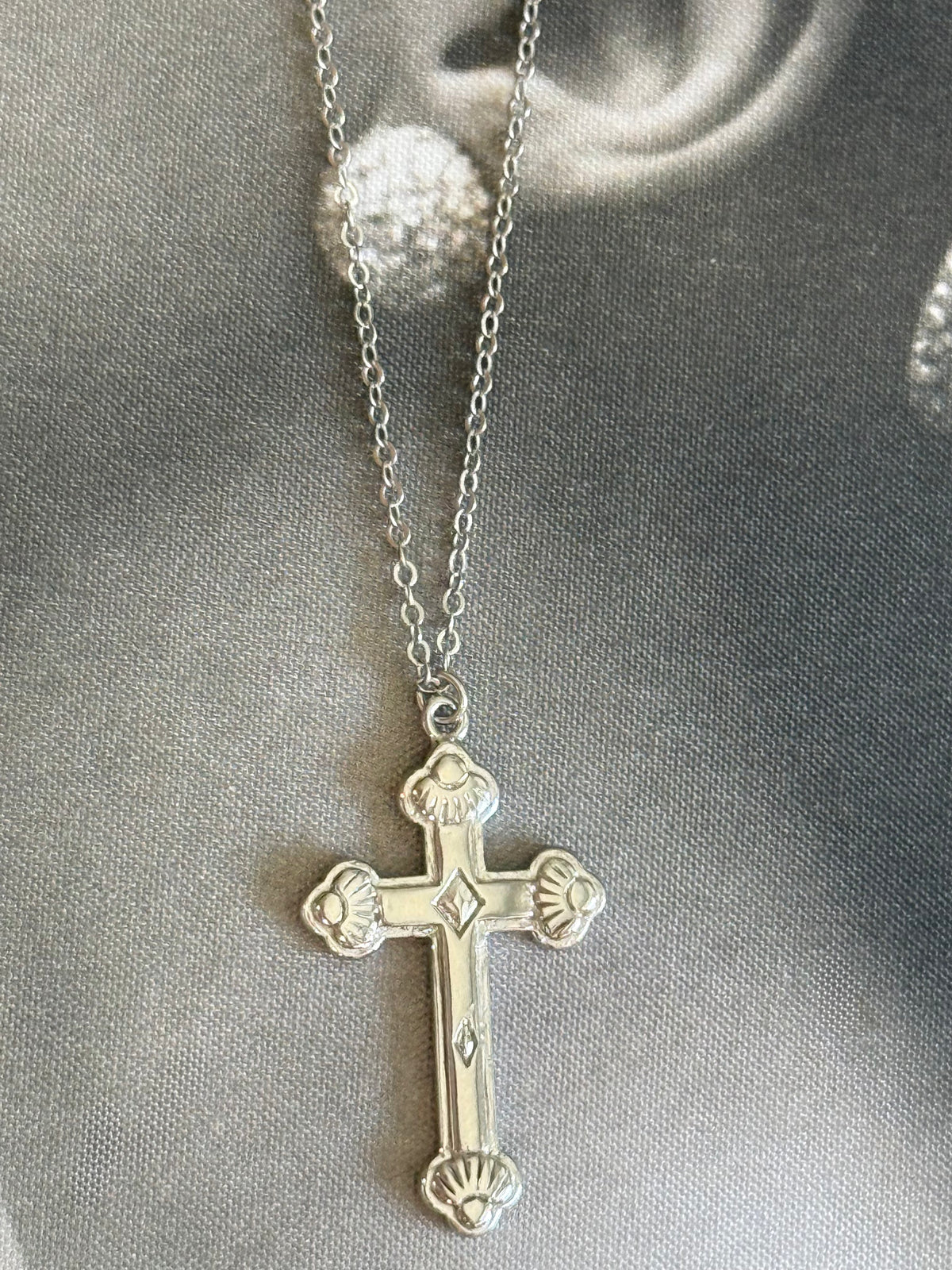 925 Sterling Cross Dainty Chain Necklace - Silver