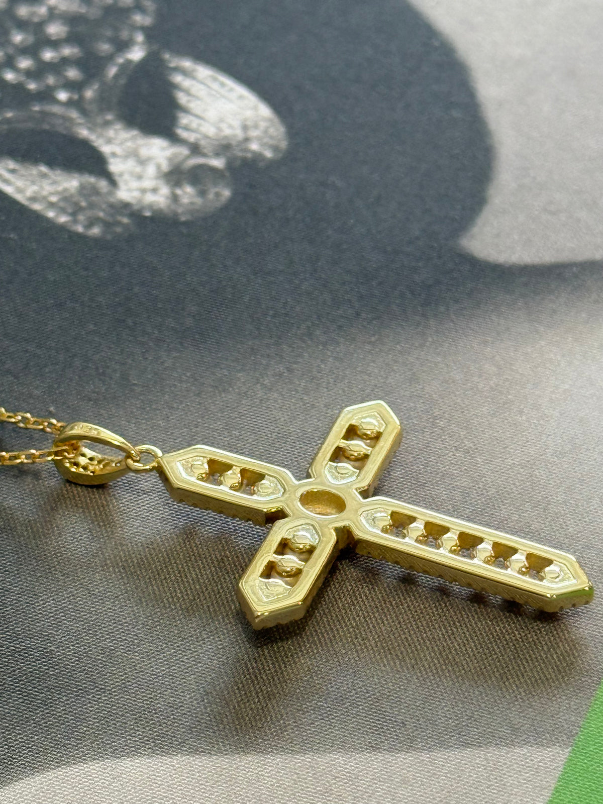 925 Sterling Pearl Pave CZ Cross Dainty Chain Necklace