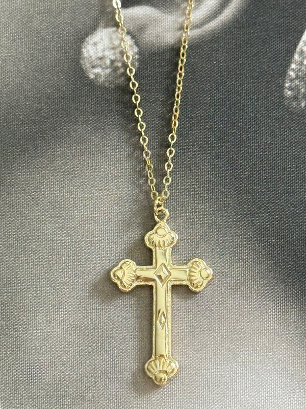 925 Sterling Cross Dainty Chain Necklace - Gold